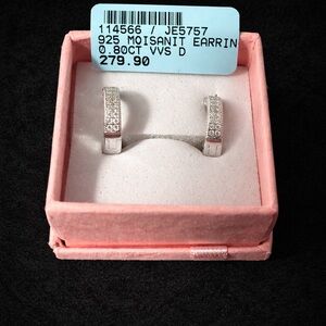 925 Sterling Silver Moissanite Huggie Hoop Earrings 0.80CT VVS D